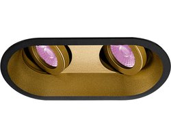 Inbouwspot Hannes met Philips HUE White and Color - Voor binnen / woonkamer / keuken / slaapkamer - inbouwspot - Goud / Zwart - dubbele verdiepte spot - IP20 - GU10 - Buitendiameter: Dubbele spot - boorgat: Vierkante uitsparing - min. Inbouwdiepte: 9