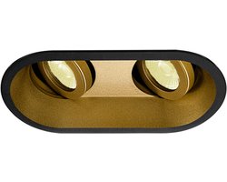 Inbouwspot Hannes met Philips HUE White - Voor binnen / woonkamer / keuken / slaapkamer - inbouwspot - Goud / Zwart - dubbele verdiepte spot - IP20 - GU10 - Buitendiameter: Dubbele spot - boorgat: Vierkante uitsparing - min. Inbouwdiepte: 90MM