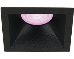 Inbouwspot Liam met Philips HUE White and Color - inbouwspot - Zwart - vierkant verdiepte spot - Voor binnen / woonkamer / keuken / slaapkamer - IP20 - GU10 - Buitendiameter: 80MM - boorgat: Vierkante uitsparing - min. Inbouwdiepte: 105MM