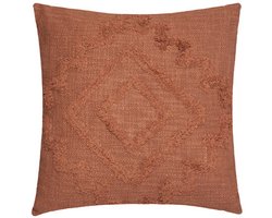 Inca Terracotta Kussen 40x40 cm - Getuft Katoen Mix Kussen - Met Rits - Sierkussen
