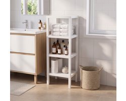 INDECOR Badkamerrek Opbergrek Staand – 4 Laags Multifunctioneel Kunststof Organizer – Keuken, Badkamer & Woonkamer Rek – Wit