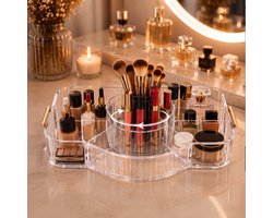 INDECOR Make-up Organizer 360° Draaibaar - beauty organizer draai- Make-up Tafel Organizer - Cosmetica Organizer - Make-up Kwasten Organizer - Sieraden Organizer - Make-up Houder - Transparant