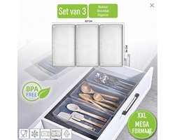 INDECOR XXL 3-delige Modulaire Lade Organizer Set – Keukenlade, Badkamerlade & Make-up Lade Indeling – Universele Opberger voor Kast en Lade