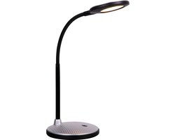 Index bureaulamp LED zwart-zilver, 365mm hoog, 5W SMD LED, 350 lumen, 3000K warm wit, richtbaar