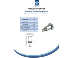 Indexplunjer met roestvrijstalen behuizing M10x1,00 met pen van 6 mm
