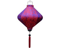 Indigo zijden Japanse lampion lamp diamant - D-IN-45-S