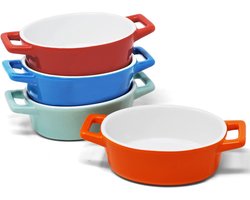 Individual Bakeware - Set of 4 Mini Casseroles - Small Ceramic Dishes for the Oven