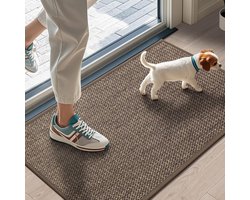Indoor anti-slip deur mat-reinigbare stof opvang mat-waterabsorberende ingang tapijt-bruin-45 * 70cm