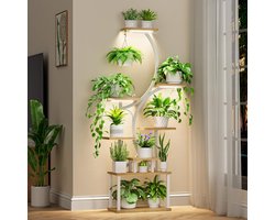 Indoor Plant Stand - Grow Lights - 8 Tier S-Shaped Metal Plant Rack - 62 Inch Hoog - Wit