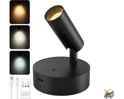 Indoor Wandlamp Set - Oplaadbare Spotlight - Geen Stroomverbinding Nodig - 3 Kleurtemperaturen - Dimbaar - Timerfunctie - Afstandsbediening - Wandspot - Plantenlamp voor Wandfoto's, Planten, Portretten - Energieklasse E