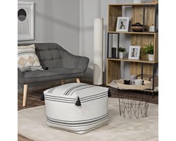 Indoor Zitzak Stoel Woonkamer Zitkussen Hocker Zithocker Voethocker Vloerkussen Poef Vierkant Ongevuld 50x50x40 Met Kwastjes