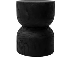Indore Home - Woodville bijzettafel - Stool - massief hout - Boomstam - Boomstamtafel - Zwart