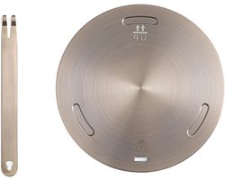 Inductie Adapter 28 cm, Roestvrijstalen Converterplaat voor Inductiekookplaat, Warmteverspreider met Verwijderbare Handgreep en Geschikt voor Diverse Pannen