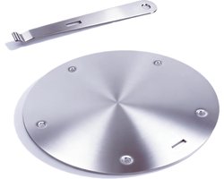 Inductie Adapter voor Koffiezetapparaat, RVS Keramische Diffuser Schijf, Ergonomische Inductie Adapter met Verwijderbare Handgreep voor Glazen en Keramische Pannen (20cm)