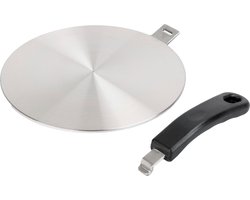Inductie Adapterplaat RVS 24 CM - Inductie Adapter Inductieplaat - Afneembaar Handvat - Inductie Beschermer