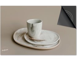 Inductie beschermer 81x52 - afdekplaat inductie mat - Dietrix Kookplaat beschermer - Base - Bestek - Servies Marmer Wit