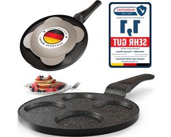 Inductie Pancakepan 4 gaten - Pannenkoekenvorm Spiegeleipan - Pannenkoekenmaker Poffertjesmaker - Anti-aanbakpan Eierpan - Diameter 26 cm Poffertjes pan