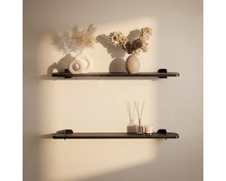 Indusigns wandplank staal - Zwart - 95x14 cm - Industrieel & modern design