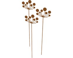 Industrial Garden - Allium cortenstaal set van 3 - Tuinornament - 144cm