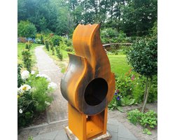 Industrial Garden - Buitenhaard van cortenstaal - Tuinornament - 1450mm hoog, 605mm breed en 400mm lang