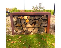 Industrial Garden - Houtopslag cortenstaal - L80xB35xH50 - Tuinornament - L80cm x B35cm x H50cm