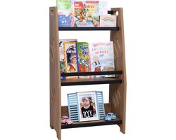 Industrial Living Boekenkast kind – Boekenrek – Kinderkamer – Speelgoedkast – Montessori – Opbergkast Kinderen – Industrieel – Hout MDF – Metaal – Walnoot – Zwart