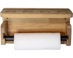 Industrial Living Keukenrolhouder - Rolhouder - Keukenrolhouder Hangend - Wandkeukenrolhouder - Hout - Zwart