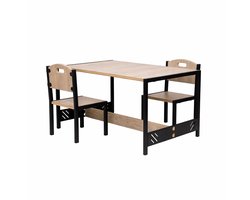 Industrial Living Kinder Tafel met 2 Stoelen Set – MDF Kindertafel met Stoeltjes – Kinderbureau – Speeltafel – 85x65x45 cm – Voor Kinderen van 2 tot 6 Jaar