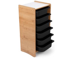 Industrial Living kinderkast met 6 zwarte opberglades - Kast kinderkamer - Speelgoedkast - Opbergkast - Boekenkast - Hout - Walnoot