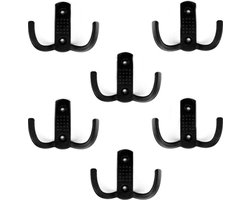 Industrial Living Ophanghaken Industrieel-Dubbele Wand/Kapstok/Deur/Badkamer Haak-Handdoekhouder-Incl. Schroeven- 6 Stuks- Zwart