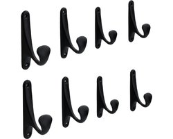 Industrial Living Ophanghaken Industrieel-enkele Wand/Kapstok/Deur/Badkamer Haak-Jas haak-Handdoekhouder-Incl. Schroeven- 8 Stuks- Zwart - 8.5*1.5*4.6 cm