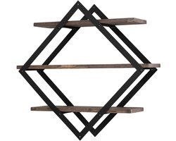 Industrial Living wandrek - Boekenplank - Wandplank - Wandbox - Fotorek - Wanddecoratie - Wandrek ındustrıeel - Metaal zwart - Hout - 60x60cm