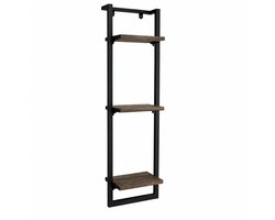 Industrial Living Wandrek Industrieel 95 cm – Wandplank Metaal & Hout – 3 Planken – Zwart – 95 x 25 x 15 cm
