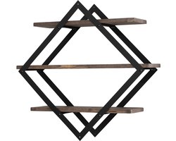 Industrial Living Wandrek - Wandplank - Fotorek - Boekenplank - Wandbox - Wandrek ındustrieel - Metaal Zwart - Hout - 50x50cm