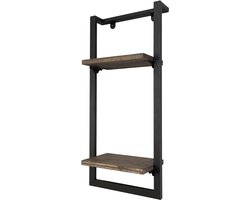Industrial Living Wandrek - Wandplank - Fotorek - Wandrek industrieel - Boekenplank - Wanddecoratie - Metaal Zwart - Hout - 65x25cm