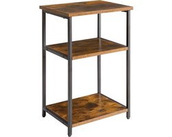 Industrial Side Table - 3 Tier Storage Shelves - Bedside Table - Steel Frame - voor Hallway - Sofa - Living Room - Bedroom - Rustic Brown - 39 x 29 x 58.5 cm TMJ402H