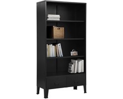 IndustriÃ«le boekenkast zwart staal met 3 schappen Boekenkast - Industrieel Design - Metalen Boekenkast - Zwarte Boekenkast - Boekenplank