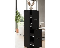 IndustrialHome Apothekerskast Zwart 30x41x144,5 cm – Moderne Opbergkast met 4 Laden – Keukenkast & Opbergmeubel – Smalle Hoge Kast van Bewerkt Hout – Anti-Kantel Systeem – Duurzame Opslagkast