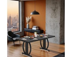 Industrieel Bureau – Extra Groot Computer Bureau 180 cm – Stevige PC Werktafel met Opbergruimte – Rechthoekige Schrijf- en Kantoor Tafel met Houten Blad & Metalen Frame – Rustic Brown Zwart – HomeByNicole