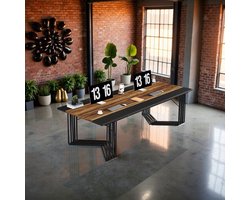 Industrieel Bureau – Groot Computer Bureau 200 cm – Dubbele Werkplek & Vergadertafel – Stevig PC Schrijf- en Kantoor Tafel met Metalen Frame – Rustiek Bruin Zwart – HomeByNicole
