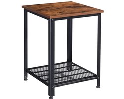 Industrieel Design Bijzettafel met Dubbele Opbergniveaus en Metalen Frame