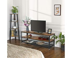 Industrieel Design TV Kast Meubel Salontafel - Retro Vintage Televisie Wandmeubel Met Rooster & Opbergruimte - Metalen Frame - Hout