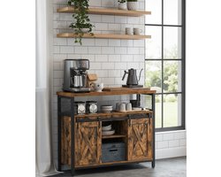 Industrieel Dressoir met Schuifdeuren en Verstelbare Plank – Vintage Bruin/Zwart – 100 cm – Multifunctionele Opbergkast – COBADO Collectie medahomestore