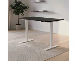 Industrieel Elektrisch Verstelbaar Bureau – Groot Zit Sta Bureau 140 x 70 cm – Ergonomisch Hoogte Verstelbare Computer Werktafel – Modern Kantoor Schrijf Bureau met Stabiel Metalen Frame – HomeByNicole