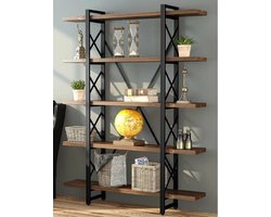 Industrieel kast/boekenkast/wandkast/wandrek met massief hout en een metalen gecoated frame     F3