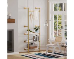 Industrieel kledingrek - Pijpleiding rek - Kledingrek - Open kledingkast - Kledingstang - Garderobekast - Kapstok - Garderoberek - Kledigrek metaal - Goud