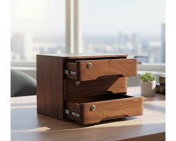 Industrieel Ladeblok met Slot – 3 Laden Archiefkast voor Documenten & Kantoor – Metalen Bureaukast voor Hängemappen A4/F4 – Stijlvolle Opbergkast voor Thuis & Werkplek – Rustiek Bruin Zwart – Industrialhome