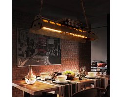 Industrieel Metalen Hanglamp - Antieke Houten Kroonluchter - Vintage - Amerikaanse Stijl - Verstelbaar - 78 cm - Moderne Hanglamp