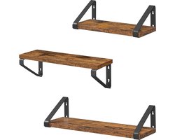 Industrieel Ontwerp Zwevende Wandplank Set van 3 - Stabiele Plank voor Woonkamer, Badkamer, Keuken - Vintage LWS33BX opbergrek