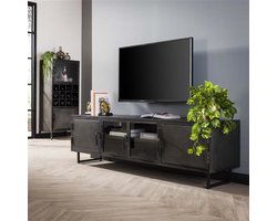 Industrieel TV-meubel Finye zwart metaal 180x40x50 cm